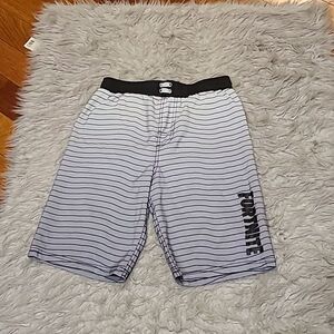 Fortnite boys gray and black stripped swim trucks size xl